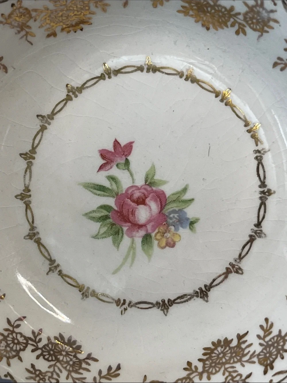 Vintage Stetson 22K Gold Floral Scalloped Small Bowl Dish